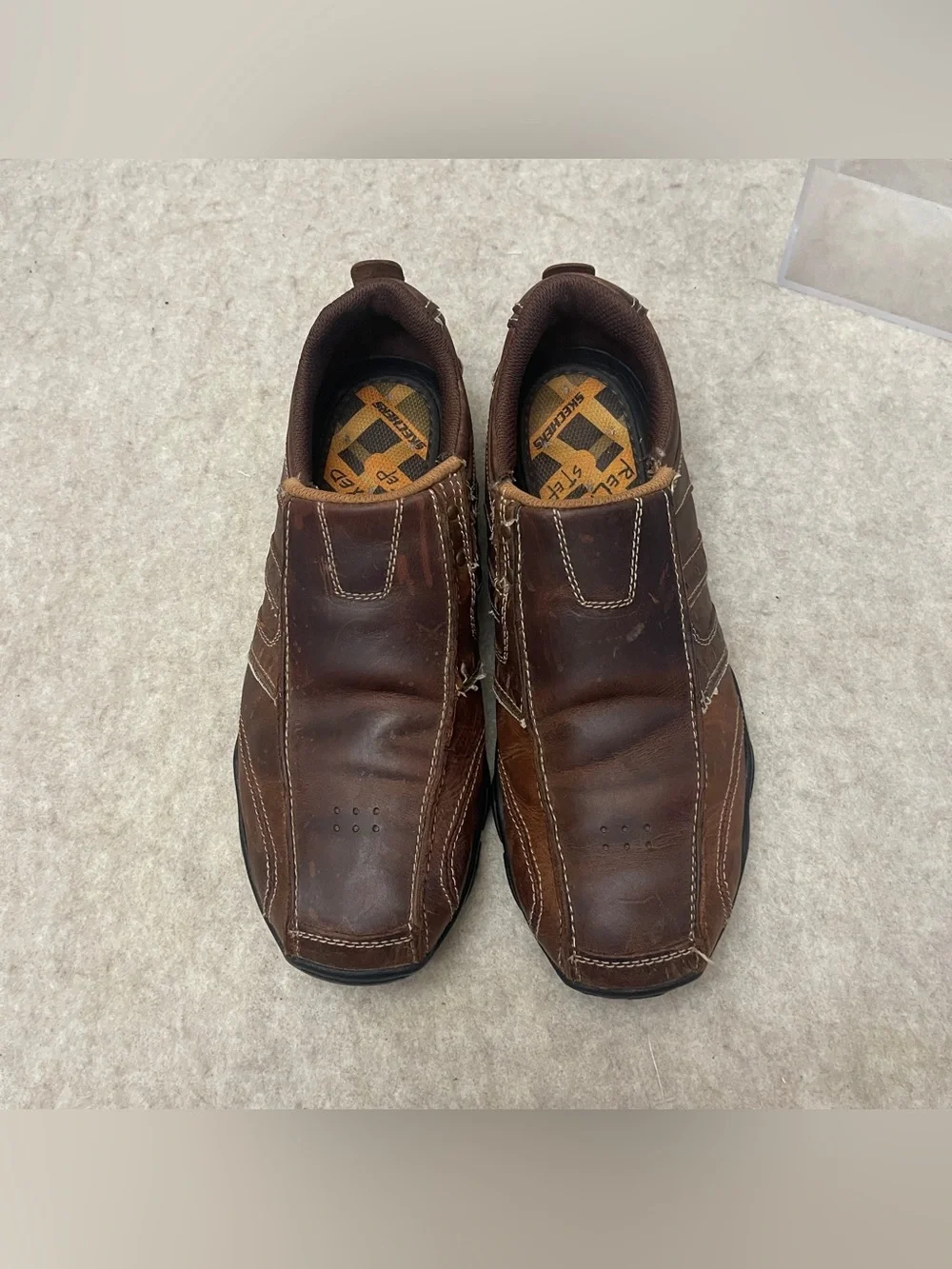 Skechers Brown Leather Slip On Comfort Loafers Men’s size 10